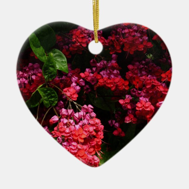 Pagode Blume farbenfroh rot und rosa Keramikornament (Vorne)