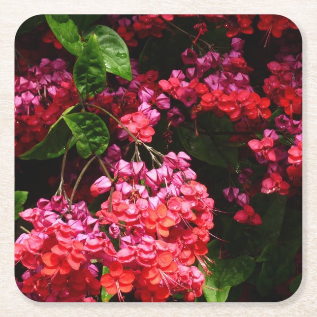 Pagode Blume farbenfroh rot und rosa Rechteckiger Pappuntersetzer (Vorderseite)