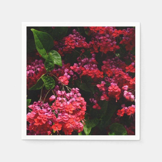 Pagode Blume farbenfroh rot und rosa Serviette (Vorderseite)