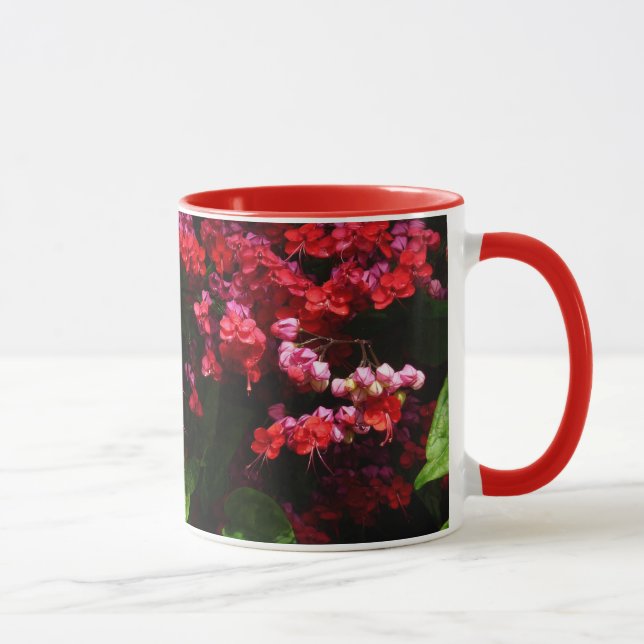Pagode Blume farbenfroh rot und rosa Tasse (Rechts)