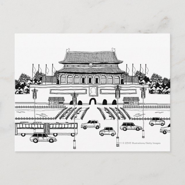 Pagode-Fahrzeuge Postkarte (Vorderseite)