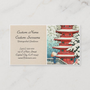 Pagode im Schnee Kawase Hasui shin hanga Kunst Visitenkarte