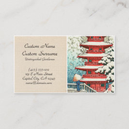 Pagode in der Schnee Kawase Hasui Schienbein hanga Visitenkarte