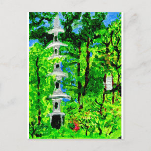Pagode in der üppigen Frühlingslandschaft Postkart Postkarte