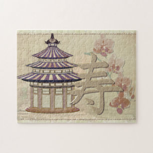 Pagode Rose Mixed Media Oriental Puzzle