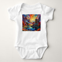 Pagode und farbenfrohe Landschaft