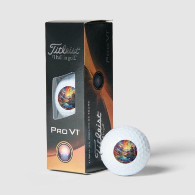 Pagode und farbenfrohe Landschaft Golfball (Vibrant Pagoda  Fantasy Landscape Golf Balls – Golfer Gift Set Mens Sports Novelty Gear
)