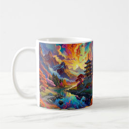Pagode und farbenfrohe Landschaft Kaffeetasse