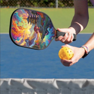 Pagode und farbenfrohe Landschaft Pickleball Schläger