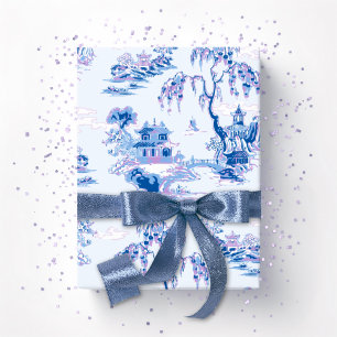 Pagodengarten in Blau und Lila Geschenkpapier