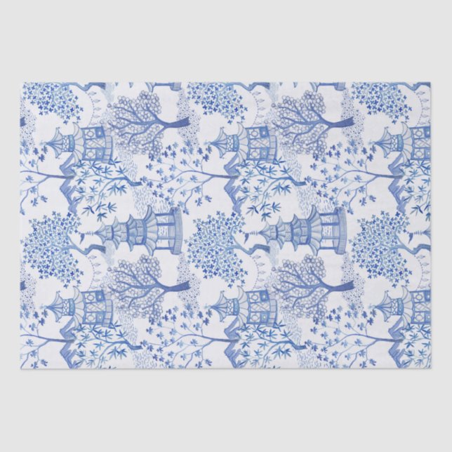 Pagodenwald im Blau Seidenpapier (Vorderseite)