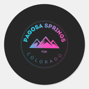 Pagosa Springs Colorado Bergstadt - Retro Co S Runder Aufkleber