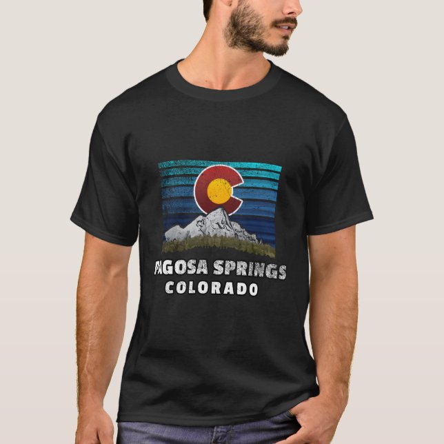 Pagosa Springs Colorado Flag Thema T-Shirt (Vorderseite)