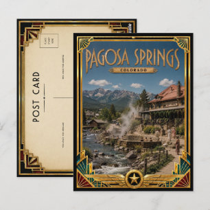 Pagosa Springs Colorado Vintage Art Deco Golden Postkarte