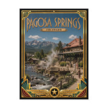 Pagosa Springs Colorado Vintage Art Deco Golden