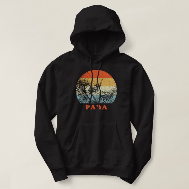 Paia, Maui Vintage Retro Surfing Vacation 2001 Hoodie (Design vorne)