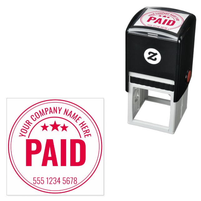 PAID Office Simple Framed red Self-inking Stamp Permastempel (Beispiel)