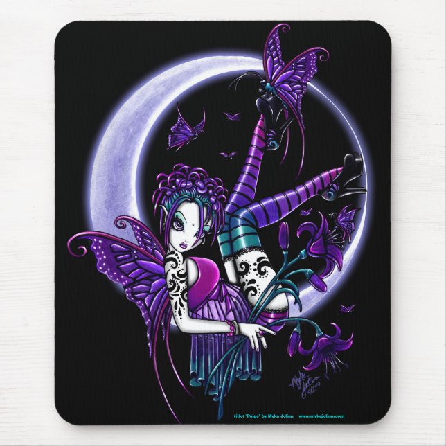 Paige dunkle Regenbogen-Blumen-Mond-Fee Mousepad (Vorne)