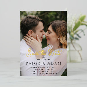 Paige Foto Moderne Hochzeit speichern das Datum Folieneinladung