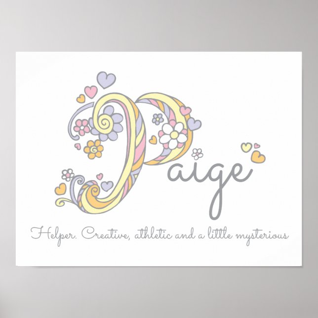 Paige monogram Art Girls Name und Bedeutung Plakat (Vorne)