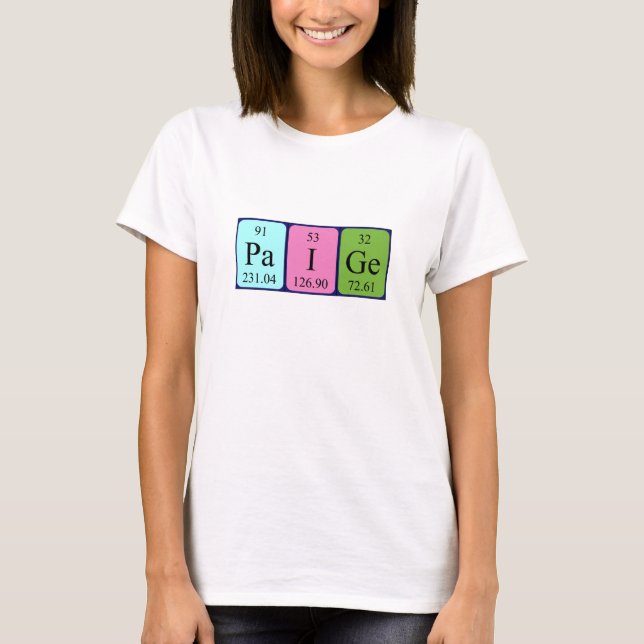 Paige Namen-Shirt periodischer Tabelle T-Shirt (Vorderseite)