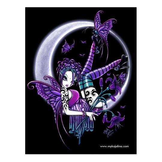 Paige Tatowierungs Mond Blumen Fee Postkarte Postkarte Zazzle At