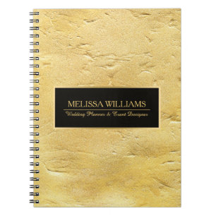 Pail Gold Texture Print Black Accent Notizblock