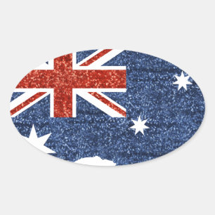 Pailletten australische Flagge Ovaler Aufkleber