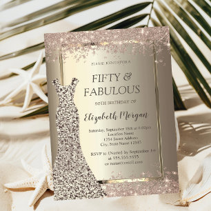 Pailletten Kleid Glitter Konfetti 50. Geburtstag Einladung