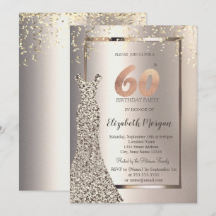 Pailletten Kleid Konfetti Elfenbein 60. Geburtstag Einladung
