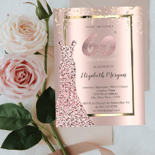 Pailletten Kleid Roségold 60. Geburtstag Einladung