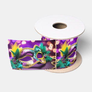 Pailletten-Mardi-Gras-Maske mit Perlen Satinband