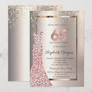 Pailletten Rose Gold Kleid Elfenbein 65. Geburtsta Einladung