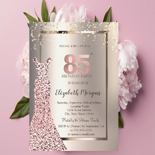 Pailletten Rose Gold Kleid Elfenbein 85. Geburtsta Einladung