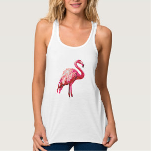 Paillettenbedruckter tropischer Flamingovogel, Tank Top