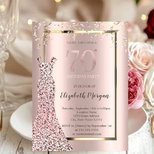 Paillettenkleid Roségold 70. Geburtstag Einladung