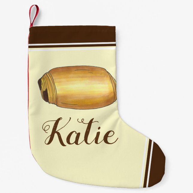 Pain au Chocolat French Food Croissant Pastry Kleiner Weihnachtsstrumpf (Vorderseite)