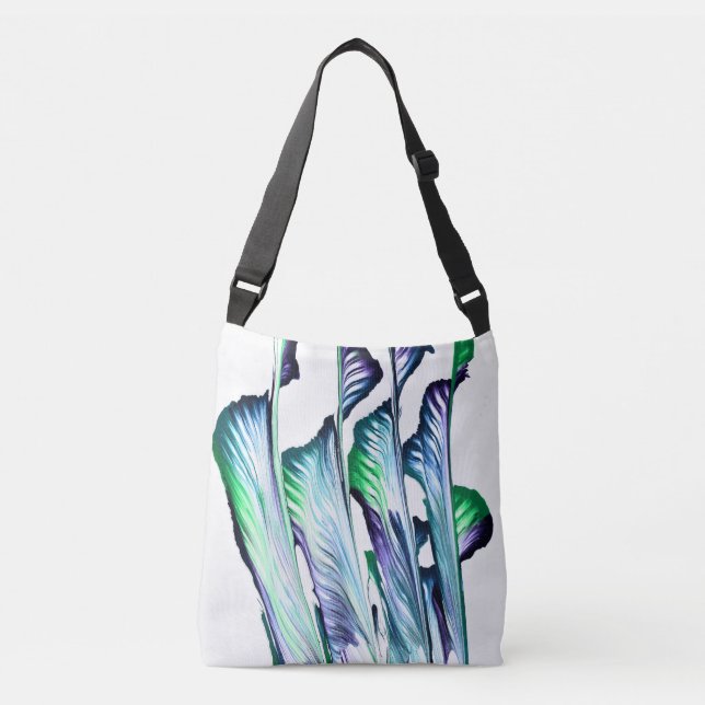 Pain Remover 1 Purple Green Flower Abstract Tote Tragetaschen Mit Langen Trägern (Vorderseite)