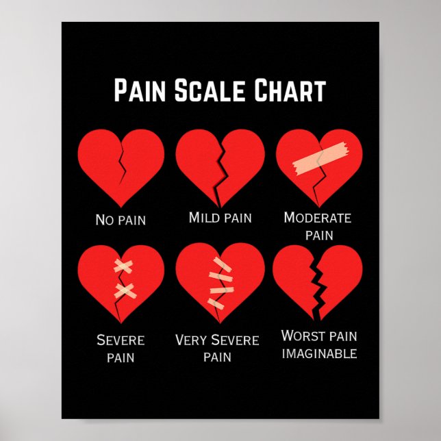 Pain Scale Chart Design For Funny Valentine's Day  Poster (Vorne)
