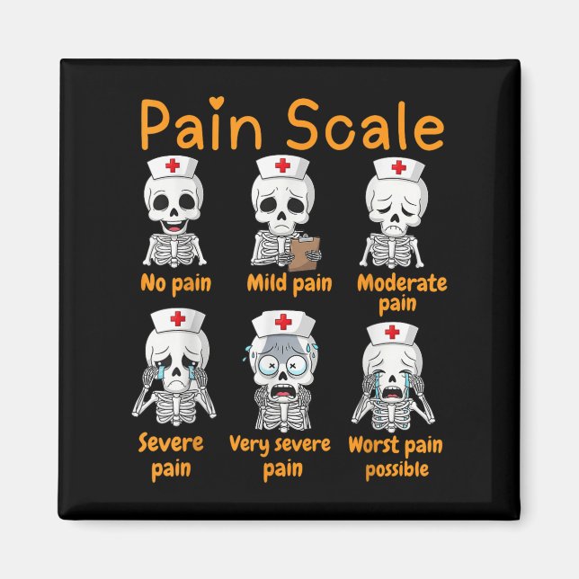 Pain Scale Cute Nurse Skeleton Halloween Trauma Fu Magnet (Vorne)