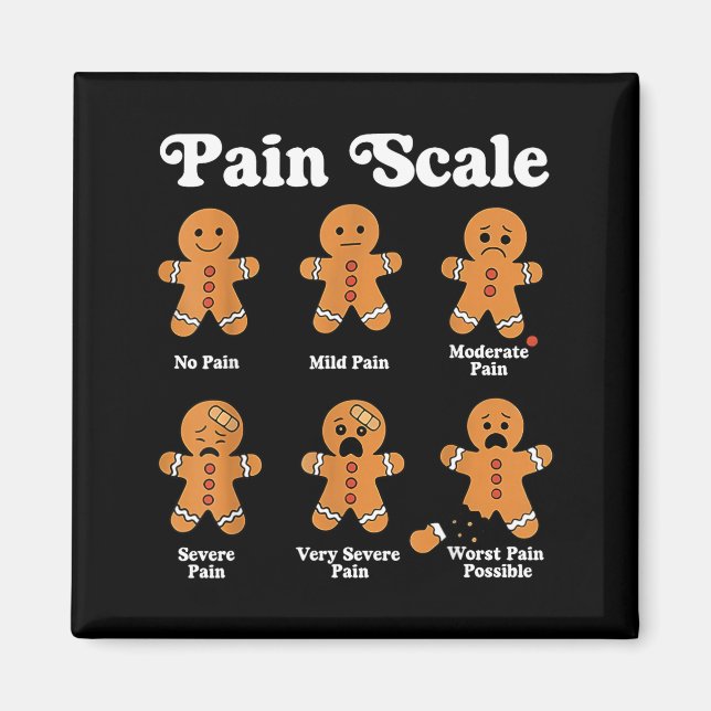 Pain Scale Funny Gingerbread Christmas Nurse Pain  Magnet (Vorne)