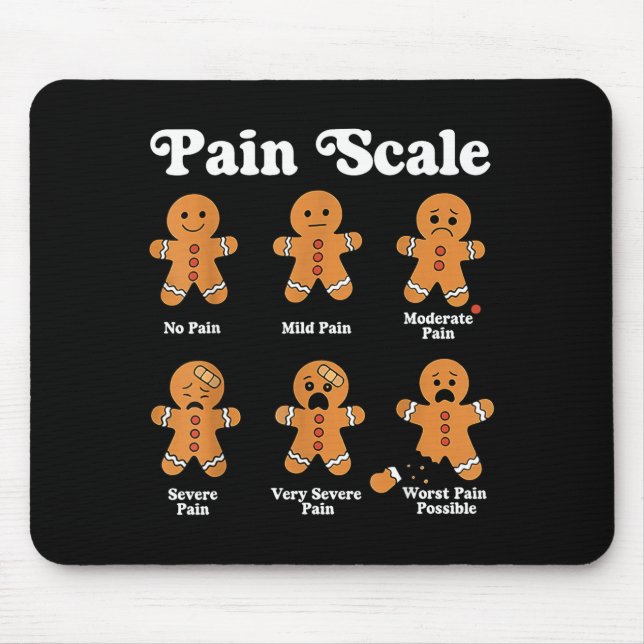 Pain Scale Funny Gingerbread Christmas Nurse Pain  Mousepad (Vorne)