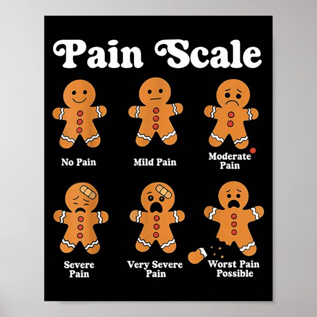 Pain Scale Funny Gingerbread Christmas Nurse Pain  Poster (Vorne)