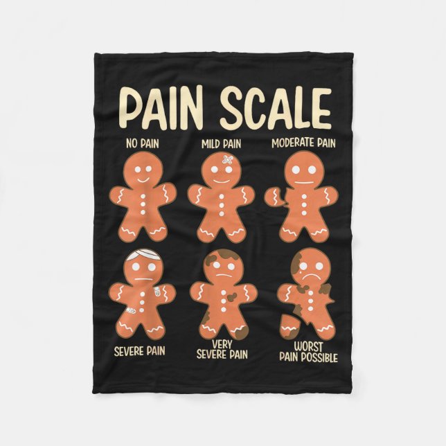 Pain Scale Funny Gingerbread Man Christmas Nurse H Fleecedecke (Vorderseite)