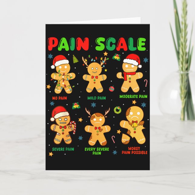 Pain Scale Funny Gingerbread Man Christmas Nurse H Karte (Vorderseite)