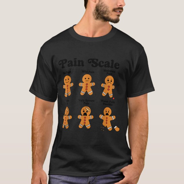 Pain Scale Funny Gingerbread Man Christmas Nurse H T-Shirt (Vorderseite)