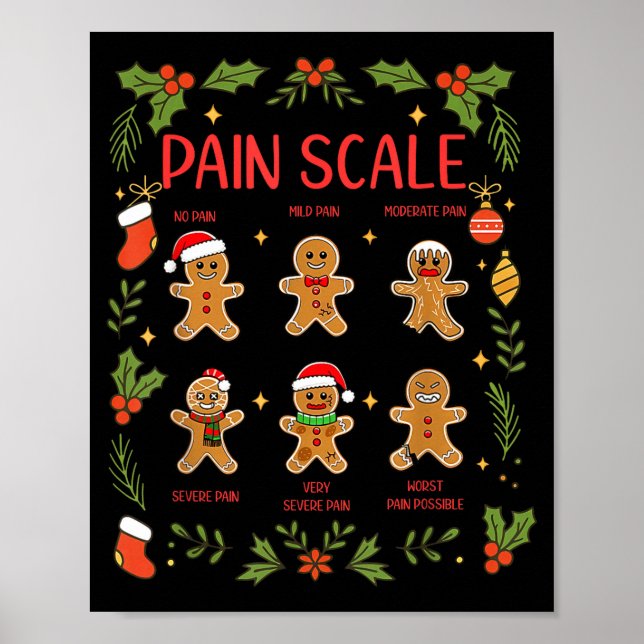 Pain Scale Gingerbread Essment Rn Er Nurse Christm Poster (Vorne)