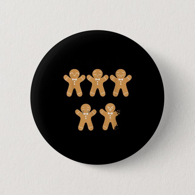 Pain Scale Gingerbread, Funny Gingerbread Christma Button (Vorderseite)