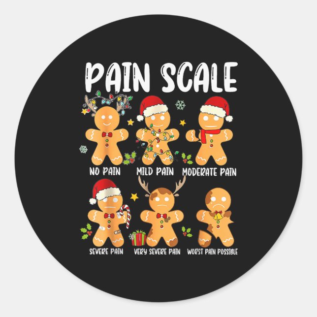 Pain Scale Gingerbread Trauma Nurse Christmas Nurs Runder Aufkleber (Vorderseite)