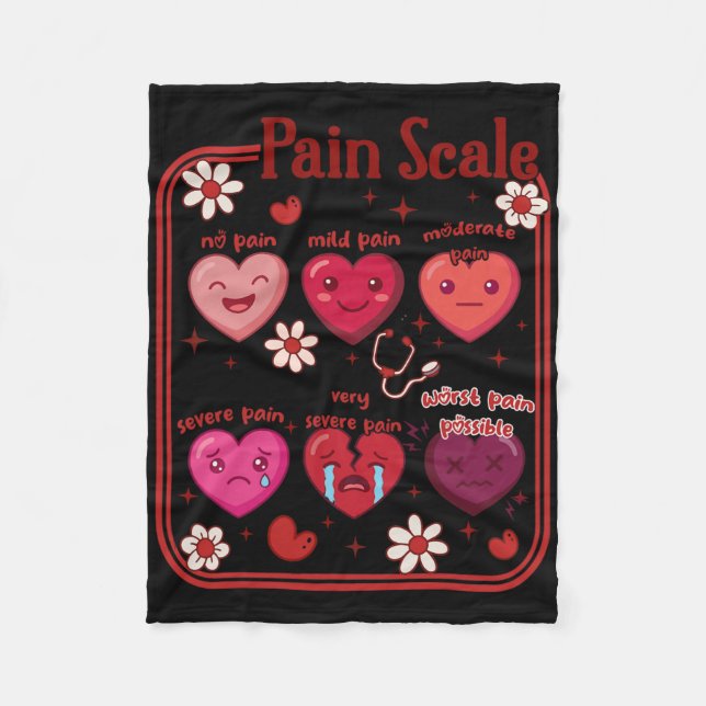 Pain Scale Heart Candy Trauma Nurse Triage Valenti Fleecedecke (Vorderseite)